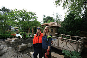 Caitlin working at the Chelsea Garden Show