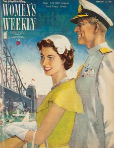 The Australian Womens Weekly cover depiction of the arrival of the Royal Couple in Sydney.