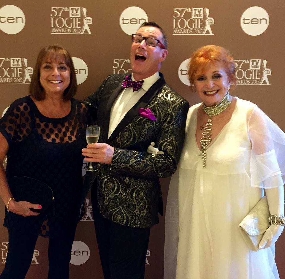 Hazel at the 2015 Logies with Denise Drysdale and entertainment reporter, Craig Bennett.