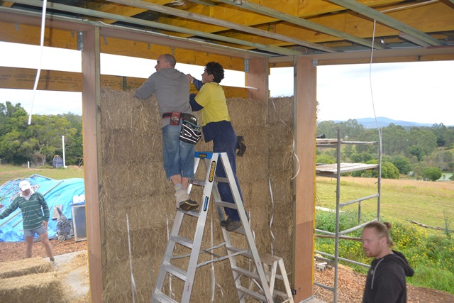 Installing strawbale walls