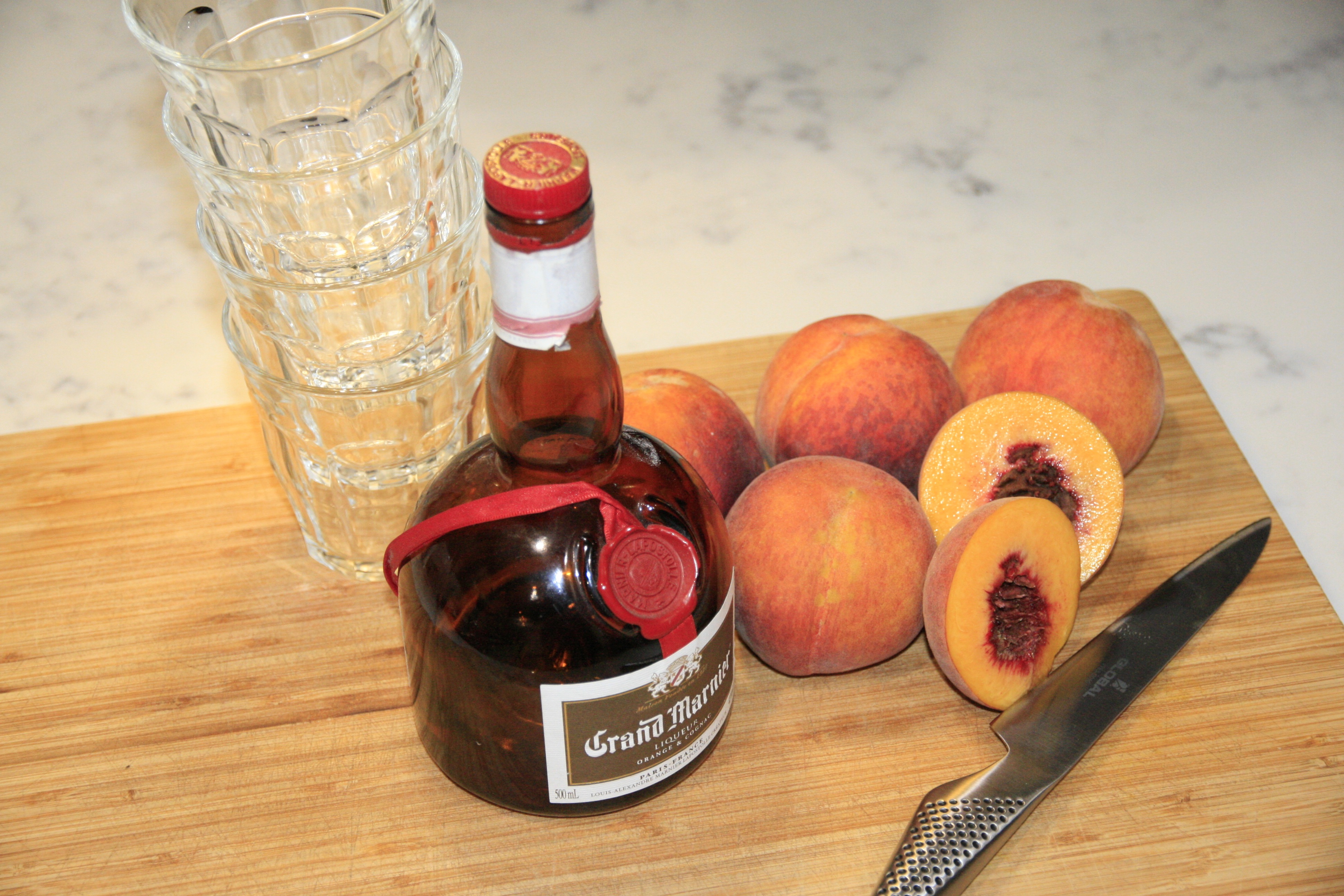 Poached Peaches in Grand Marnier
